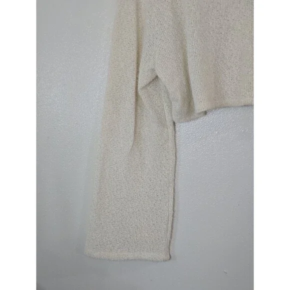 Urban Renewal Remnants Cropped Bell Sleeve Sweater Cream Textured Knit Small - Picture 5 of 10